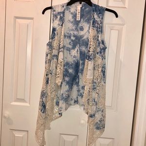 Blue and cream with lace summer vest